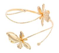 VILLCASE Stylish Flower Arm Cuff Bracelet for Women, Open Ended Metal Upper Arm Band with Secure Fit, Fashionable Golden Flower Design for Parties and Daily Wear