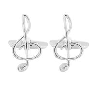 VILLCASE Stylish Music Note Cuff Links for Men, Brass Formal Cufflinks for Work and Special Occasions, Silver Colour, Resistant to Fading, Unique Design Suit Accessories for Music