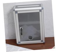 VILLCASE Suggestion Box Mailbox with Style Mailboxes School Code Lockbox Wall Hanging Indoors Lockable Name Wedding Wall See Pp Link Small Padlock Tipsy Key Grey