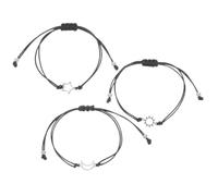 VILLCASE Sun Moon Star Comfortable and Delicate Craftsmanship Alloy and Wax String Bracelets Adjustable 3pcs Handmade Braided Friendship Wristbands for Women for Everyday Wear and Special