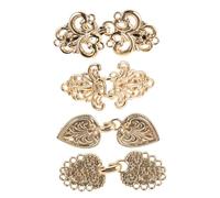 VILLCASE Sweater Shawl Clips Creative Hollowout Style, Secure Hold and Portable 4pcs Vintage in Golden Zinc Alloy Cardigan Brooches for Travel and Beach Use