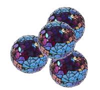 VILLCASE Table Centerpiece Orbs Modern for Home Decorations Decorative Balls Set 4pcs Glass Sphere Purple and Anniversary Beautiful Delicate Mosaic for Vase Bowl and Coffee Table Ornament