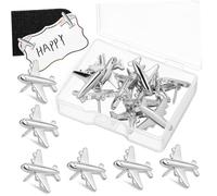 VILLCASE Thumb Tacks and Unique Design with Construction Airplane Push Pin 24pcs Metal Pins Versatile Use and School for Cork Board for Office, School, and Decorative Bulletin Boards