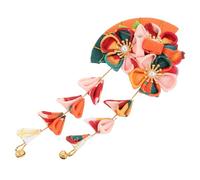 VILLCASE Traditional Japanese Floral Tassel Hairpin Clip for Kimono with Elegant Fabric Design, Comfortable and Versatile Hair Accessory for Weddings and Cosplay