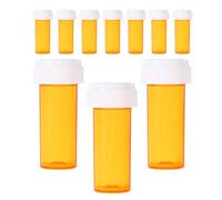 VILLCASE Travel Pill Organizer and Safety Cap Design Small Medicine Bottles 10pcs Compact 8dr Capacity with Reusable Pp Material Pill Dispenser Box for Family Members Travel Essentials