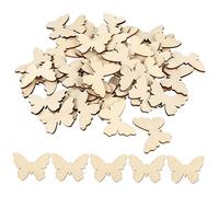VILLCASE Unfinished Wood Embellishments to Cultivate Children's Hands-on Ability DIY Wooden Butterfly Chips 100pcs for Painting and Crafting in Khaki, Easy to Colour for Birthday Parties