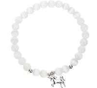 VILLCASE Unicorn Charm Bracelet White Opal Bead Stretch Bracelet
