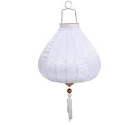VILLCASE Vietnamese Silk Lantern, 12inch Oval China Lantern Japanese Hanging Lampshade with Tassel for Decorations (White)