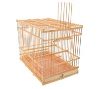 VILLCASE Vintage Bamboo Bird Cage for Small Parrots and Finches, Lightweight Rectangular Handwoven Design with Easy to Clean Features, for Balcony and Outdoor Garden Bird Cage Displays