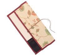 VILLCASE Vintage Bamboo Paintbrush Holder Roll up Canvas Pencil Case 9 Slots Large Portable Brush Organizer for Artists Calligraphy Watercolor Drawing Storage Bag