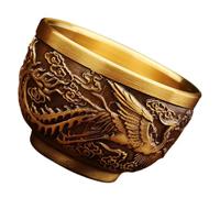 VILLCASE Vintage Chinese Brass Tea Cup Multipurpose Portable Kung Fu Tea Mug with Dragon Pattern Unique Decorative Chalice with Golden Brass Material for Office the Go