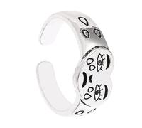 VILLCASE Vintage Decorative Finger Ring for Women Love Heart Shape, Adjustable Alloy Retro Style Ring, Easy to Take, for Jewelry Collection