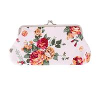 VILLCASE Vintage Floral Buckle Clutch Bag for Women with Canvas Material and Rose Pattern, Featuring Clasp Closure and Well-Organized Compartments, Stylish Retro Coin Purse for Daily Use