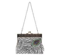 VILLCASE Vintage Peacock Shape Evening Bag for Women with Sequin and Bead Embroidery, Polyester Material, Versatile Carrying Options for Cocktail Parties and Formal Banquets