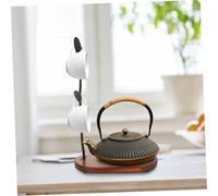 VILLCASE Vintage Wooden Base Mug Rack with Iron Art Four-arm Cup Stand for Kitchen Countertop Stable Wide Base Cup Hanging Rack Organizer for Coffee Mugs and Drinkware Storage