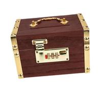 VILLCASE Vintage Wooden Coin Box with Lock Retro Money Saving Chest for Home Decor and Treasure Storage Small Pirate Treasure Chest for Learning Coin Management Material
