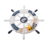 VILLCASE Vintage Wooden Rudder Wall Hanging Ornament Handmade Mediterranean Style Retro Ship Steering Wheel Decorative Craft for Living Dining Home Decor