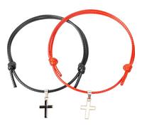 VILLCASE Wax Cord Cross Bracelet for Couples and Friends, Adjustable Macrame Cord Wristband, Unique Fashion Friendship Bracelet, Easy to Match Gift for Parties and Christmas