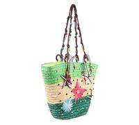 VILLCASE Wheat Straw Woven Beach Bag for Women with Large Capacity and Sturdy Design, Simple Shoulder Tote Bag Suitable for Daily Storage and Summer Parties