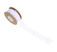VILLCASE White Musical Note Ribbon Trim for DIY Crafts and Home Decor, Polyester Material Patterns and Deformation Resistance, for Wrapping, Sewing, and Music-Themed Decoration