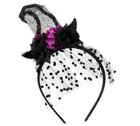 VILLCASE Witch Frame Design Elegant Women, for Lace Black and Headband Comfortable Fabric Plastic Halloween Festive Costume Parties Look