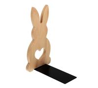 VILLCASE Wood Book Ends for Shelves, Rabbit Shaped Wooden Bookends, Cute Anti Slip Book Stand Holder with Heart Pattern for Home Office Library School Decoration