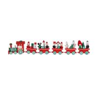 VILLCASE Wooden Christmas Train, Mini Wood Train Set with Snowman Santa Claus Figurine, 6 Sections, Miniature Painted Christmas Ornament for Xmas Tree Festival Party Table Decor