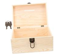 VILLCASE Wooden Donation Box Lockable Suggestion Box for Fundraising Portable Desktop Office Use Secure Lock