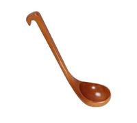 VILLCASE Wooden Long Handle Spoon for Cooking and Mixing, Solid Wood Ladle with Hook, for Kitchen and Restaurant Use, Wooden Soup Spoon for Friendly Cooking