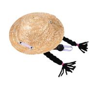 VILLCASE Woven Hat for Cats and Pets Black Sunlight Prevention Cute Wool Cap for Outdoor Use