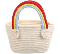 VILLCASE Woven Rainbow Cloud Tote Bag for Women, Handmade Cotton Yarn Beach Bag, Large Capacity Summer Holiday Pouch, Casual Seaside Straw Handbag