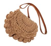 VILLCASE Woven Shoulder Bag for Women Cotton Crossbody Bag with Adjustable Strap Suitable Capacity Multi-scene for Vacation and Travel in Coffee Colour