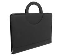 VILLCASE Zippered A4 File Folder Document Storage Bag with Handle, Multifunctional Practical File Organizer Tote for Office and Business Use, Black Portfolio Case