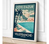 Villefranche Riviera Vintage Canvas Wall Art Print 30x20 Inch