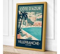 Villefranche Riviera Vintage Canvas Wall Art Print 30x20 Inch