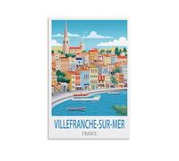 Villefranche Sur Mer France Vintage Travel Poster 08x12inch(20x30cm) Canvas Wall Art Prints for Wall Decor Room Decor Bedroom Decor