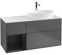 Villeroy and Boch Countertop Basin Unit Finion Anthracite/Black/Glass White F801PDGK