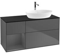 Villeroy and Boch Countertop Basin Unit Finion Anthracite/Glass Black FA42GKGK