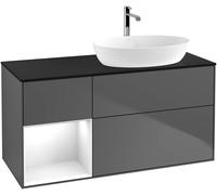 Villeroy and Boch Countertop Basin Unit Finion Anthracite/Glossy White/Glass Black FA42GFGK