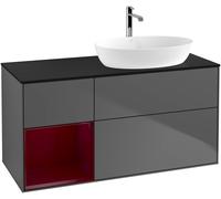Villeroy and Boch Countertop Basin Unit Finion Anthracite/Peony/Glass Black FA42HBGK