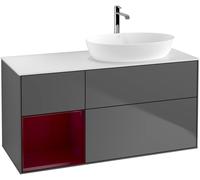 Villeroy and Boch Countertop Basin Unit Finion Anthracite/Peony/Glass White FA41HBGK