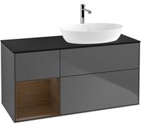 Villeroy and Boch Countertop Basin Unit Finion Anthracite/Walnut Veneer/Glass Black FA42GNGK