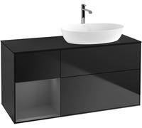 Villeroy and Boch Countertop Basin Unit Finion Black/Anthracite/Glass Black FA42GKPD