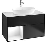 Villeroy and Boch Countertop Basin Unit Finion Black/Glossy White/Glass White F771GFPD