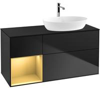 Villeroy and Boch Countertop Basin Unit Finion Black/Gold/Glass Black FA42HFPD