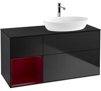 Villeroy and Boch Countertop Basin Unit Finion Black/Peony/Glass Black FA42HBPD
