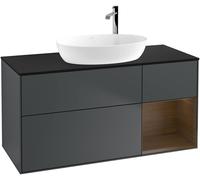 Villeroy and Boch Countertop Basin Unit Finion Midnight Blue/Walnut Veneer/Glass Black F952GNHG