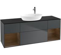 Villeroy and Boch Countertop Basin Unit Finion Midnight Blue/Walnut Veneer/Glass Black F982GNHG