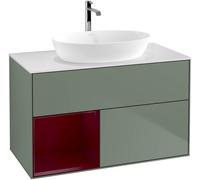 Villeroy and Boch Countertop Basin Unit Finion Olive/Peony/Glass White FA11HBGM
