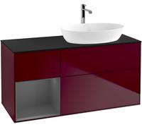 Villeroy and Boch Countertop Basin Unit Finion Peony/Anthracite/Glass Black FA42GKHB